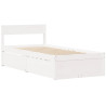 Cama sem colchão 90x200 cm madeira de pinho maciça branco 2