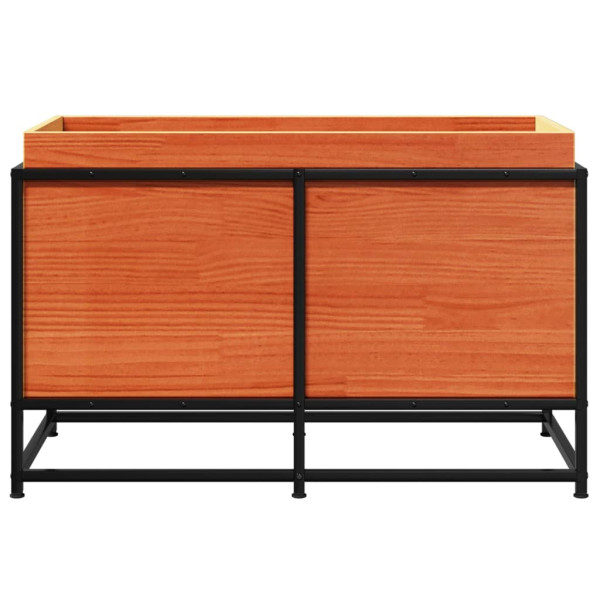 Jardinera de madera maciza pino marrón cera 80x40x50 cm M 5