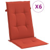 Cojines silla respaldo alto 6 uds tela rojo melange 120x50x4 cm 2