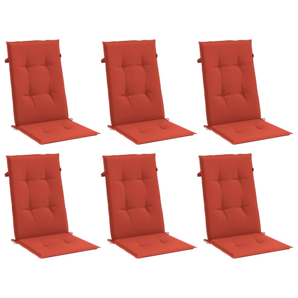 Cojines silla respaldo alto 6 uds tela rojo melange 120x50x4 cm M 3