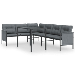 2 pcs conjunto de jantar para jardim aço antracite H