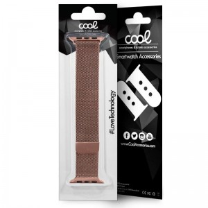 Cintura COOL para Apple Série 1 / 2 / 3 / 4 / 5 / 6 / 7 / 8 / 9 / SE (38 / 40 / 41 mm) Metal Rose Gold H