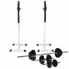 Suporte barra musculação c/ conjunto pesos e barras 30.5 kg 1