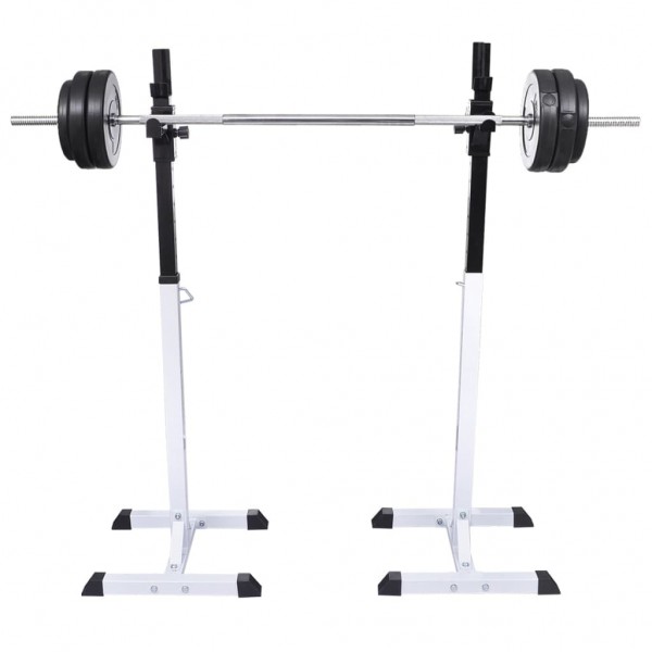 Suporte barra musculação c/ conjunto pesos e barras 30.5 kg M 2