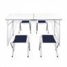 Mesa de camping plegable ajustable con 4 taburetes 120x60 cm 2