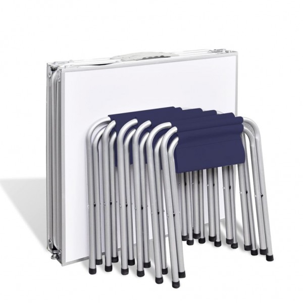 Mesa de camping plegable ajustable con 6 taburetes 180x60 cm M 3