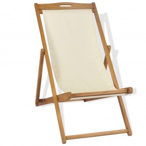 Tumbona de teca 56x105x96 cm color crema H