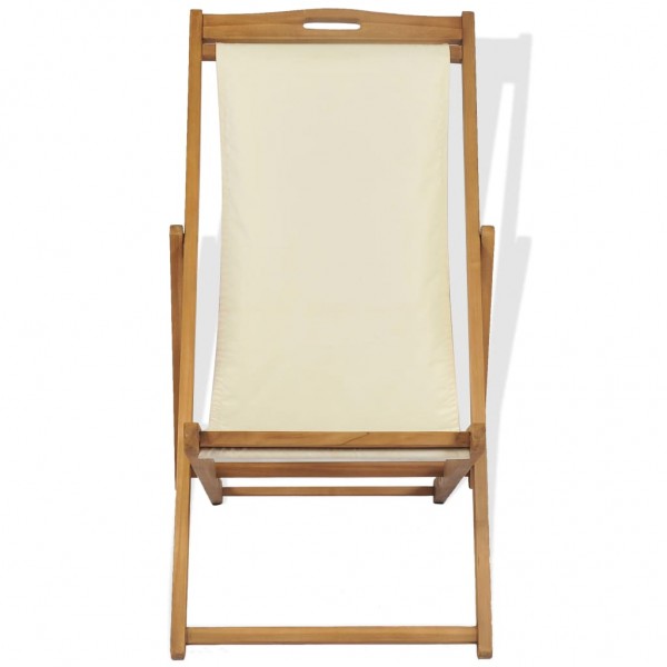 Tumbona de teca 56x105x96 cm color crema M 3