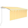 Toldo retráctil automático con persiana LED amarillo 3.5x2.5 m 2