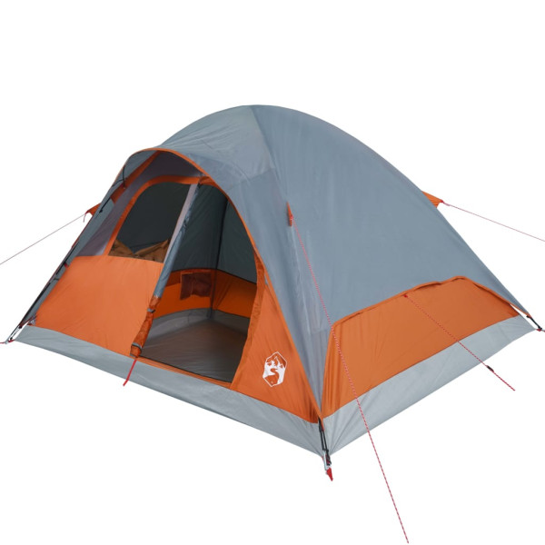 Tienda familiar con cúpula impermeable 6 personas gris naranja M 5