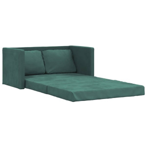 Sofá cama de suelo 2 en 1 terciopelo verde oscuro 122x204x55 cm H
