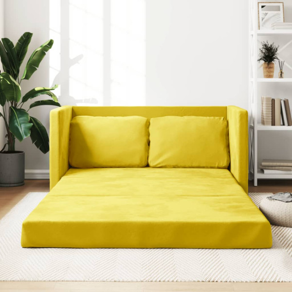 Sofá cama suelo 2 en 1 terciopelo amarillo oscuro 122x204x55 cm D