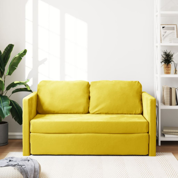 Sofá-cama sem pés 122x204x55 cm veludo amarelo-escuro M 3