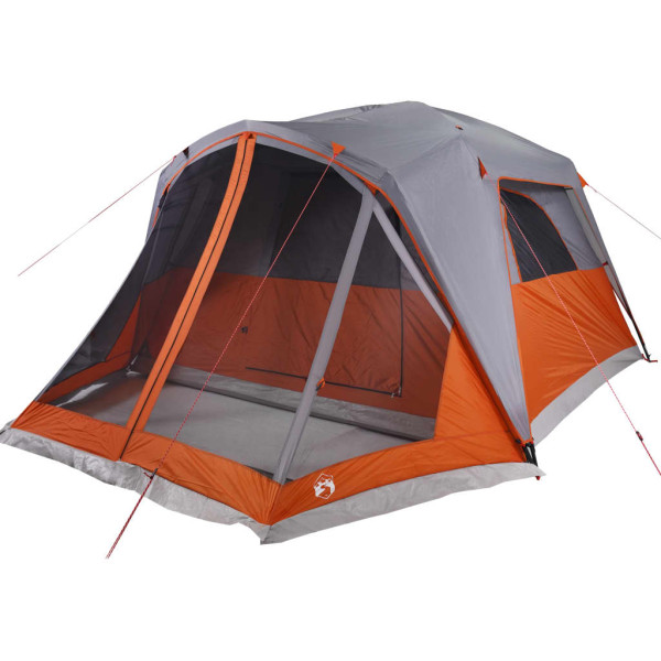 Tenda familiar c/ avançado 6 pessoas impermeável cinza/laranja M 5