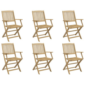 Cadeiras de jardim dobráveis 6 pcs 54.5x58x90 cm acácia maciça H