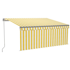 Toldo retráctil manual con persiana amarillo y blanco 3.5x2.5 m H