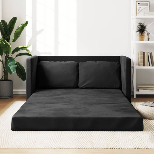 Sofá cama de suelo 2 en 1 terciopelo negro 122x204x55 cm M 4