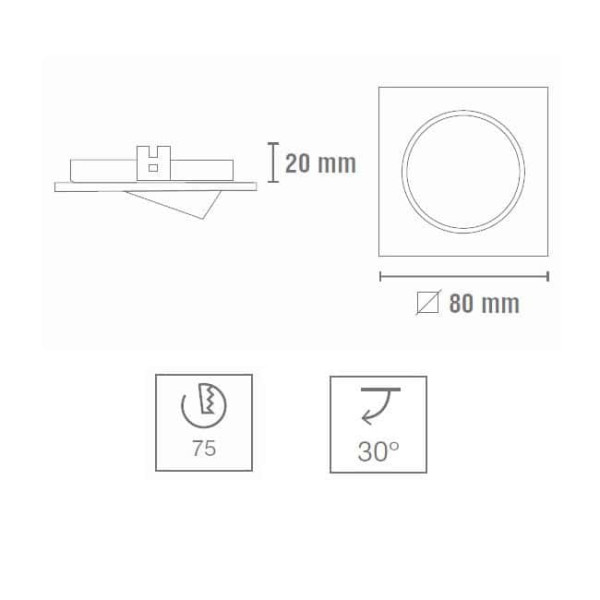 Foco empotrable BASIC cuadrado blanco. Wonderlamp M 4