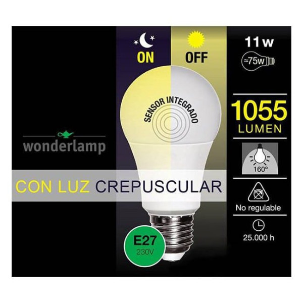 Bombilla LED con sensor crepuscular E-27. 11W. 4000ºK. M 3