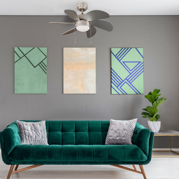 Ventilador de techo con luz Basic Plata M 3