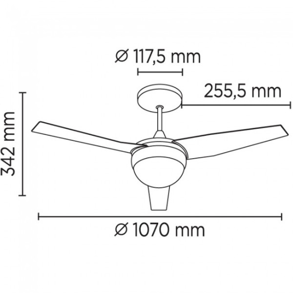 Ventilador de techo con luz Classic Plata M 5