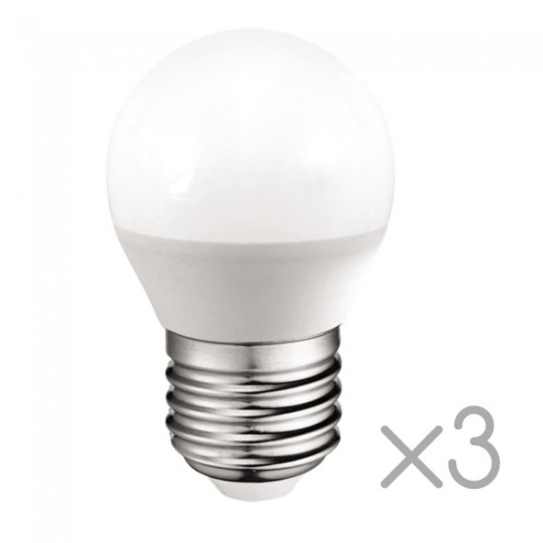 Pacote 3 lâmpadas LED esféricas E27 5.2W (luz neutra) M 2