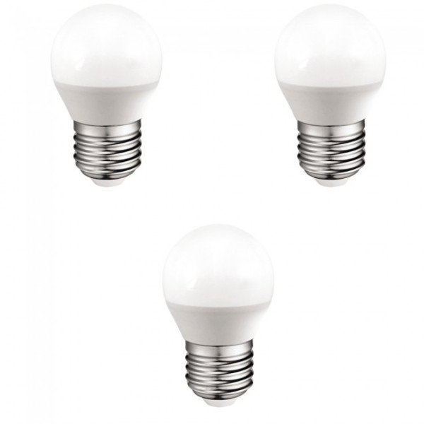 Pacote 3 lâmpadas LED esféricas E27 5.2W (luz neutra) M 3