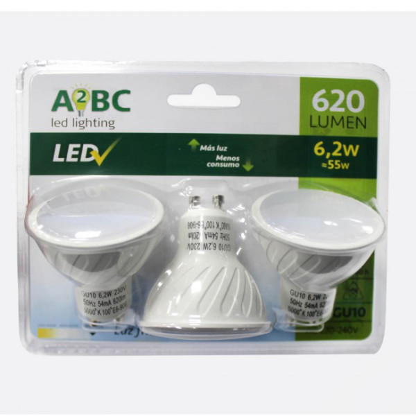 Pacote 3 lâmpadas LED GU10 6.2 W (luz fria) M 5