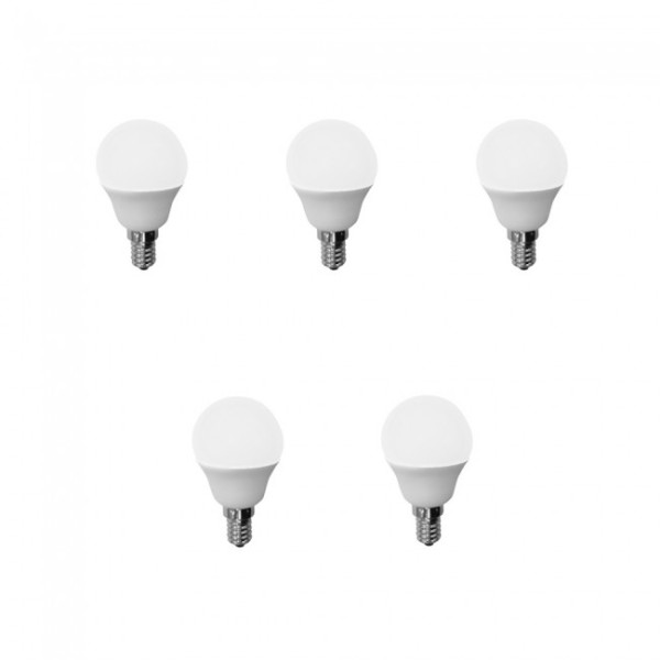 Pack 5 Bombillas LED E14 Esféricas 6W (luz neutra) M 4