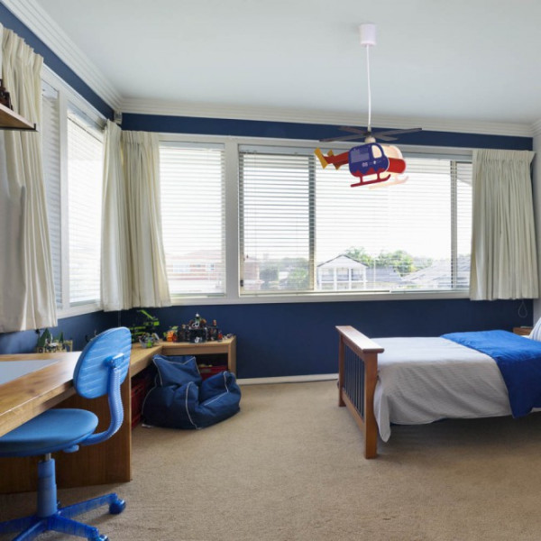 Lâmpada de teto infantil Helicóptero Azul M 5