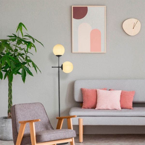 Lámpara de pie Garet Negro (2 luces) M 3