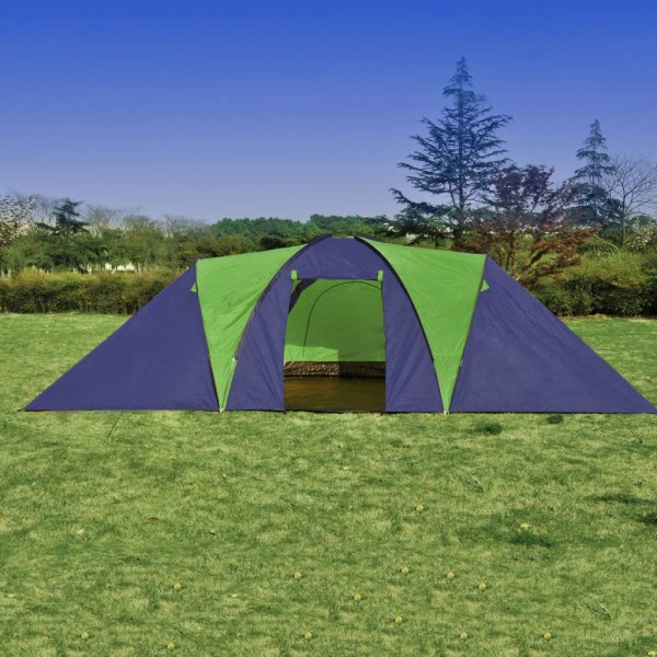 Tenda de campismo 9 pessoas tecido azul e verde M 3