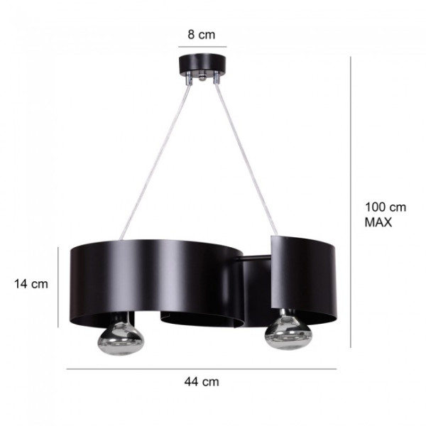 Lâmpada de pingente de cinto preto (2 luzes) M 5
