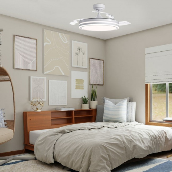 Ventilador LED con aspas plegables Perla Blanco CCT (72W) M 3