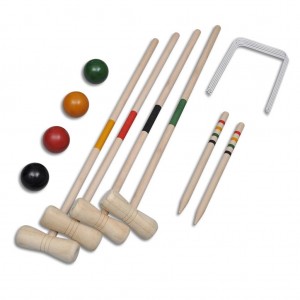 Juego de croquet de madera para 4 jugadores H
