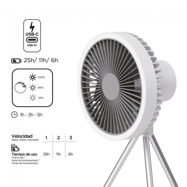 Ventilador de mesa portátil con batería LED Sentry (5.5W) M 4