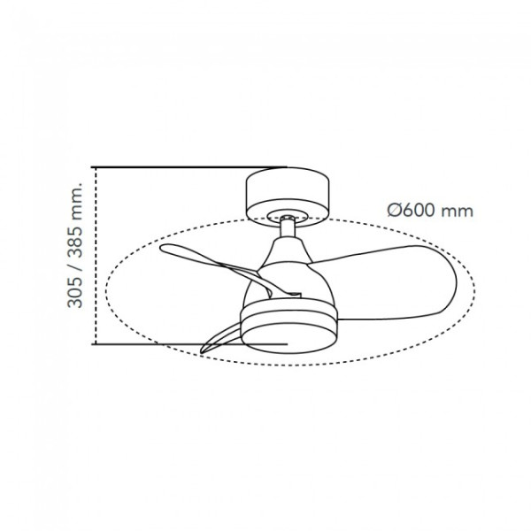 Ventilador de teto LED Borse Mini Branco+Cinza CCT Dim (18W) M 5