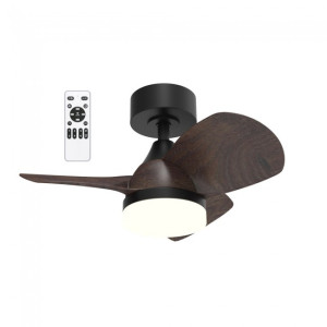 Ventilador de techo LED Borse Mini Negro+Roble CCT Dim (18W) H
