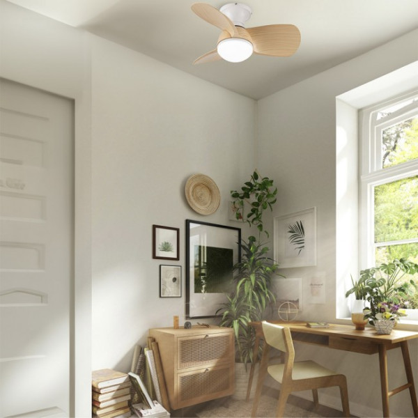 Ventilador de techo LED Mancado Blanco+Haya CCT Dim (20W) M 3