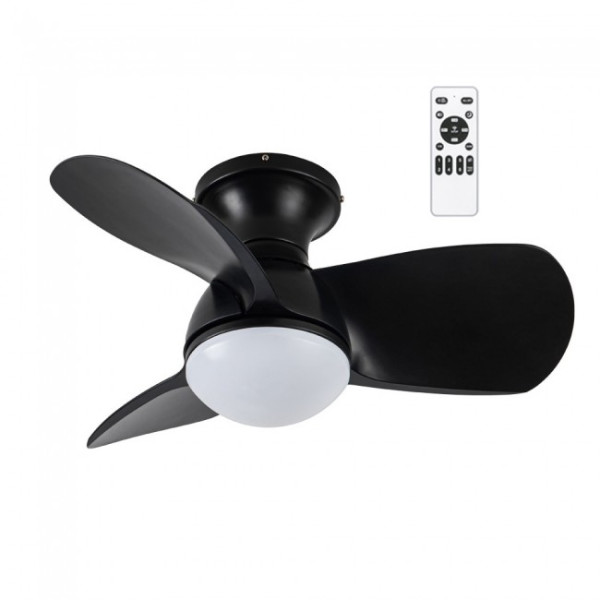 Ventilador de techo LED Mancado Negro CCT Dim (20W) D