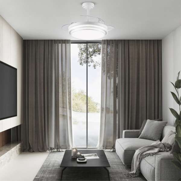 Ventilador LED com Lâminas Dobráveis Messina Branco CCT Dim (72W) M 3