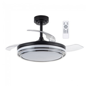 Ventilador de lâmina dobrável Messina Black CCT Dim LED (72W) H