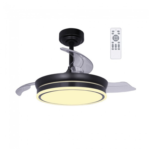 Ventilador LED aspas plegables Perla Mini Negro CCT Dim (46W) D