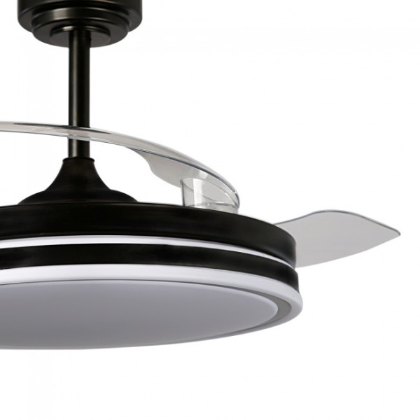 Ventilador LED de lâminas dobráveis Perla Negra CCT Dim (72W) M 4