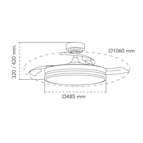 Ventilador LED aspas plegables Tamero Cerezo CCT Dim (72W) M 5