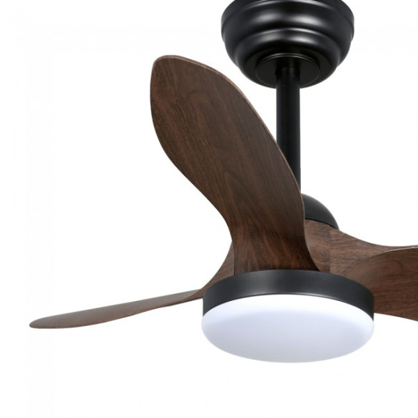 Ventilador LED Cavil Mini S Negro+Madera CCT Dim (20W) M 3