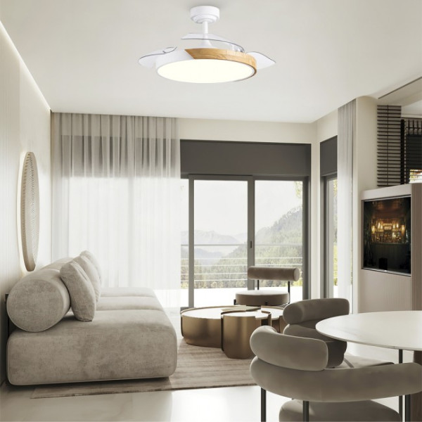 Ventilador LED aspas plegables Terno Blanco CCT Dim (72W) M 3