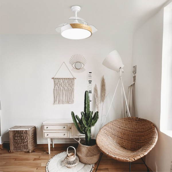 LED ventilador lâminas de dobramento Terno Mini Branco CCT Dim (46W) M 3