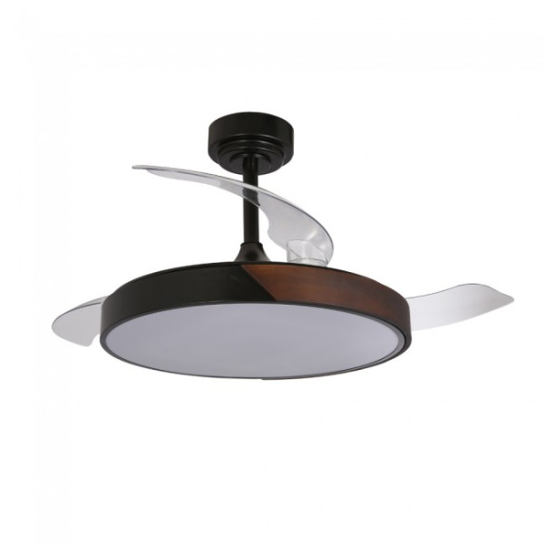Ventilador de lâmina dobrável Terno Black CCT Dim LED (72W) M 4