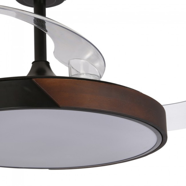 Ventilador de lâmina dobrável Terno Black CCT Dim LED (72W) M 5